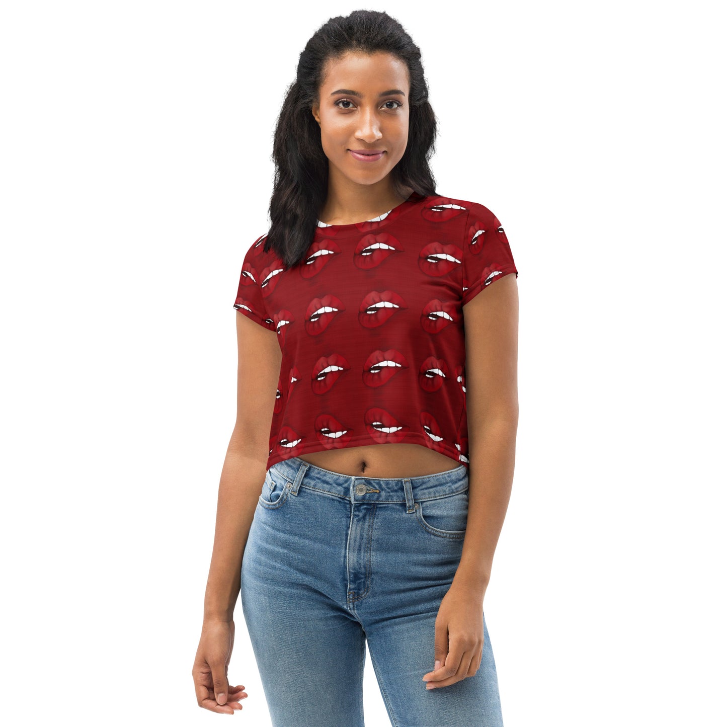 Just Lips All-Over Print Crop Tee