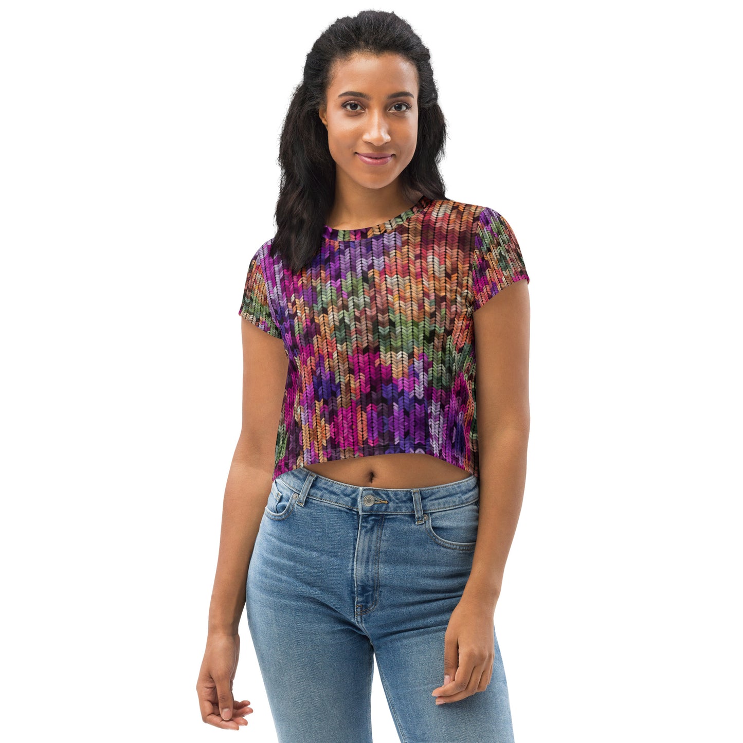 Knit n FullColor All-Over Print Crop Tee