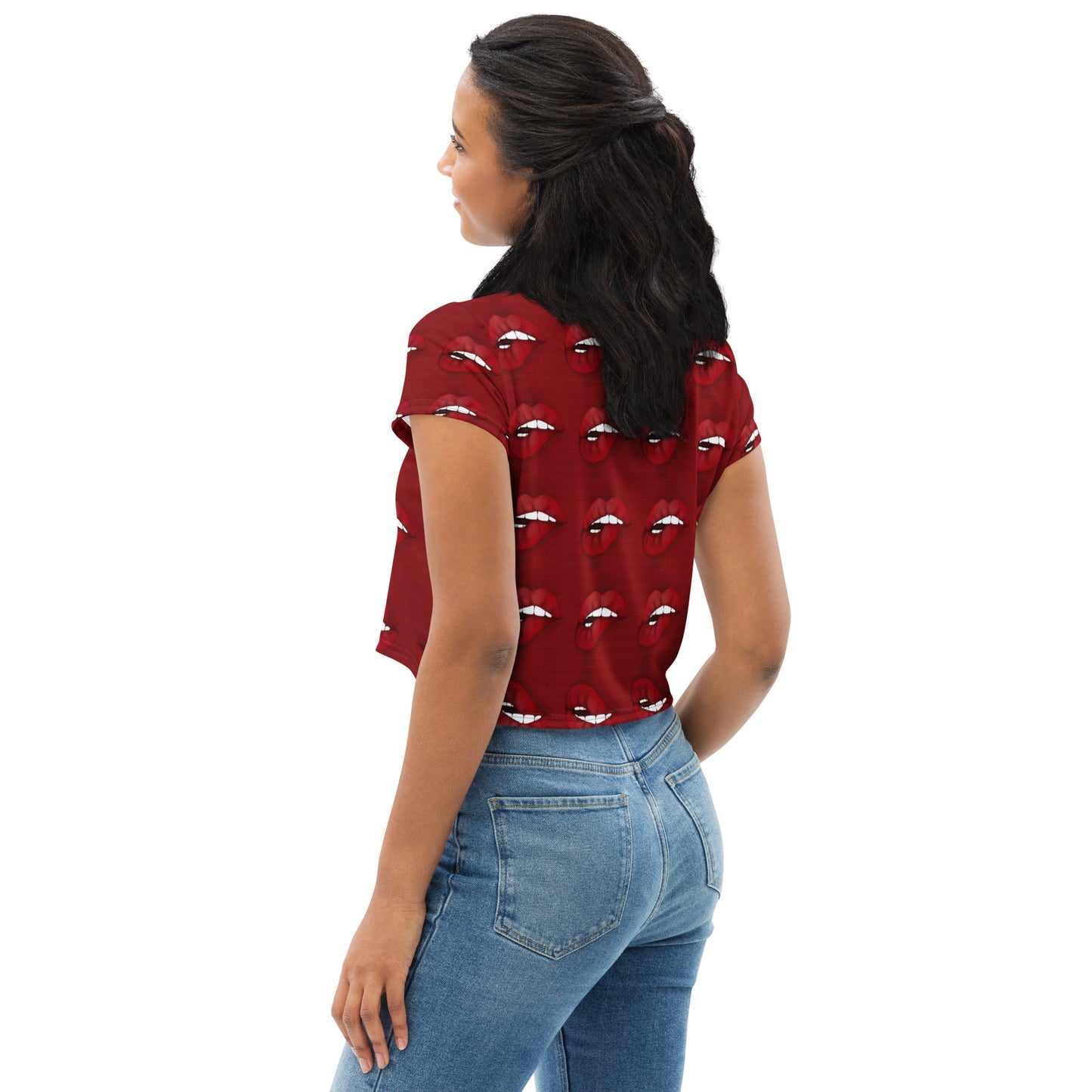 Just Lips All-Over Print Crop Tee