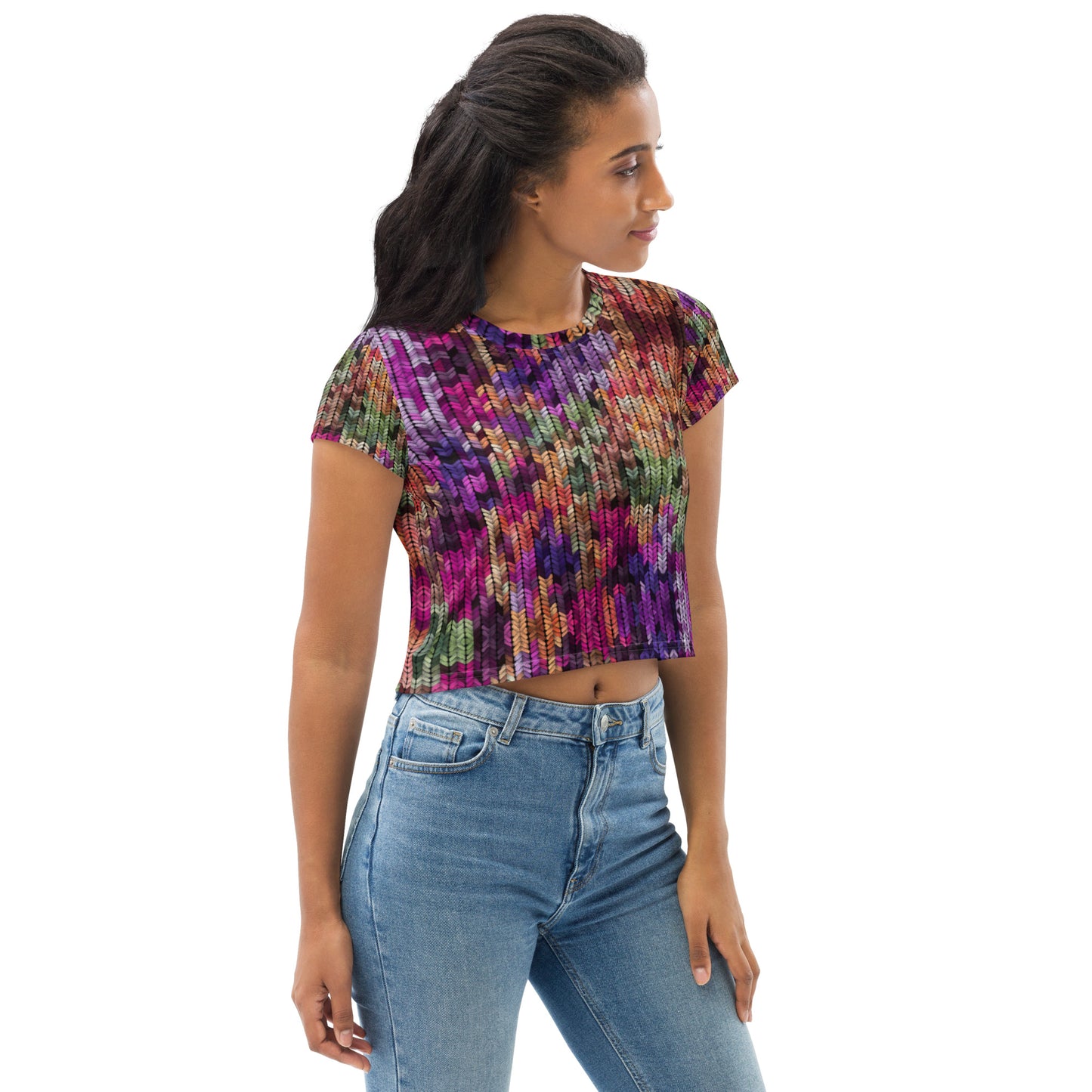 Knit n FullColor All-Over Print Crop Tee