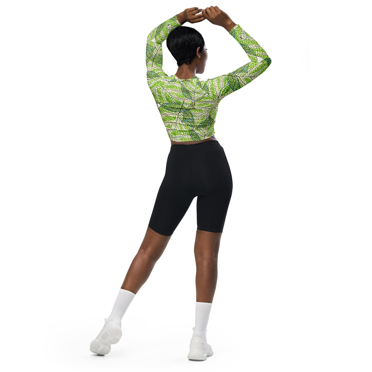 See through the leaves Recycled long-sleeve crop top