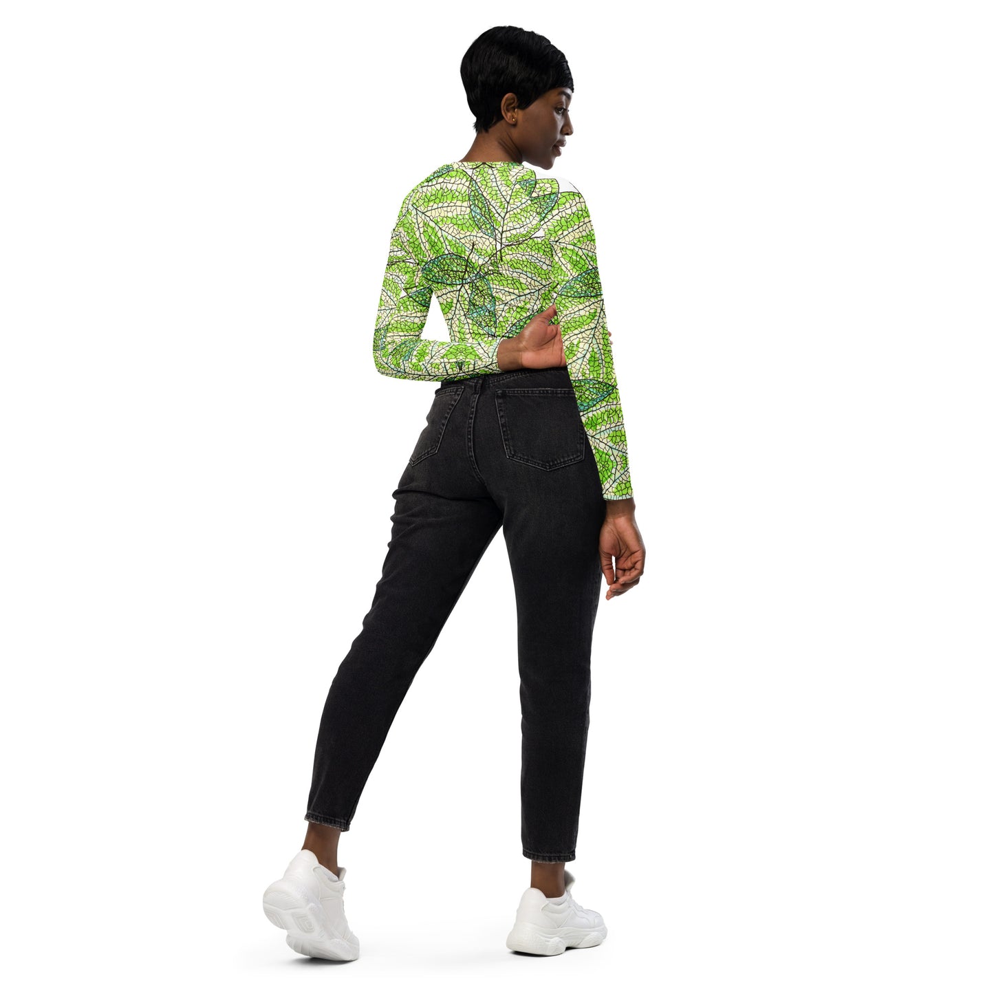 See through the leaves Recycled long-sleeve crop top