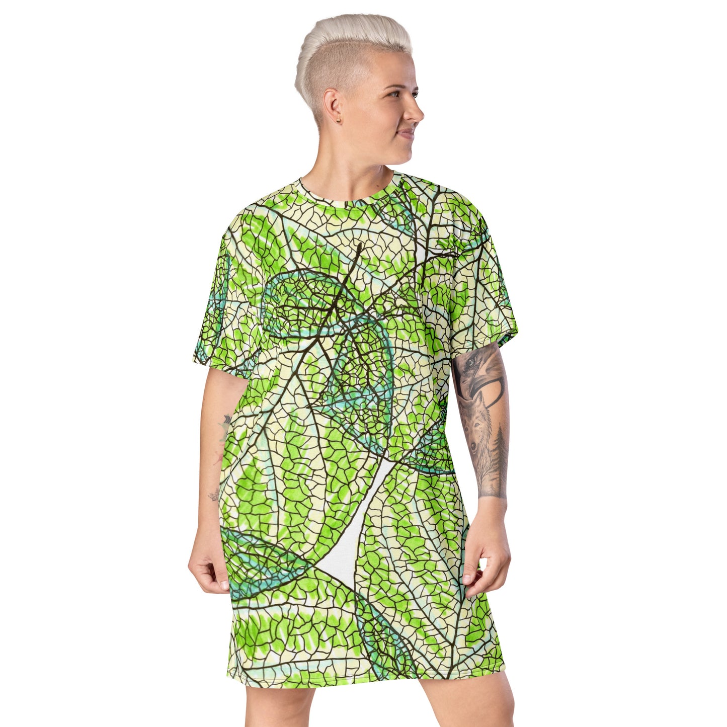 See through the leaves T-shirt dress