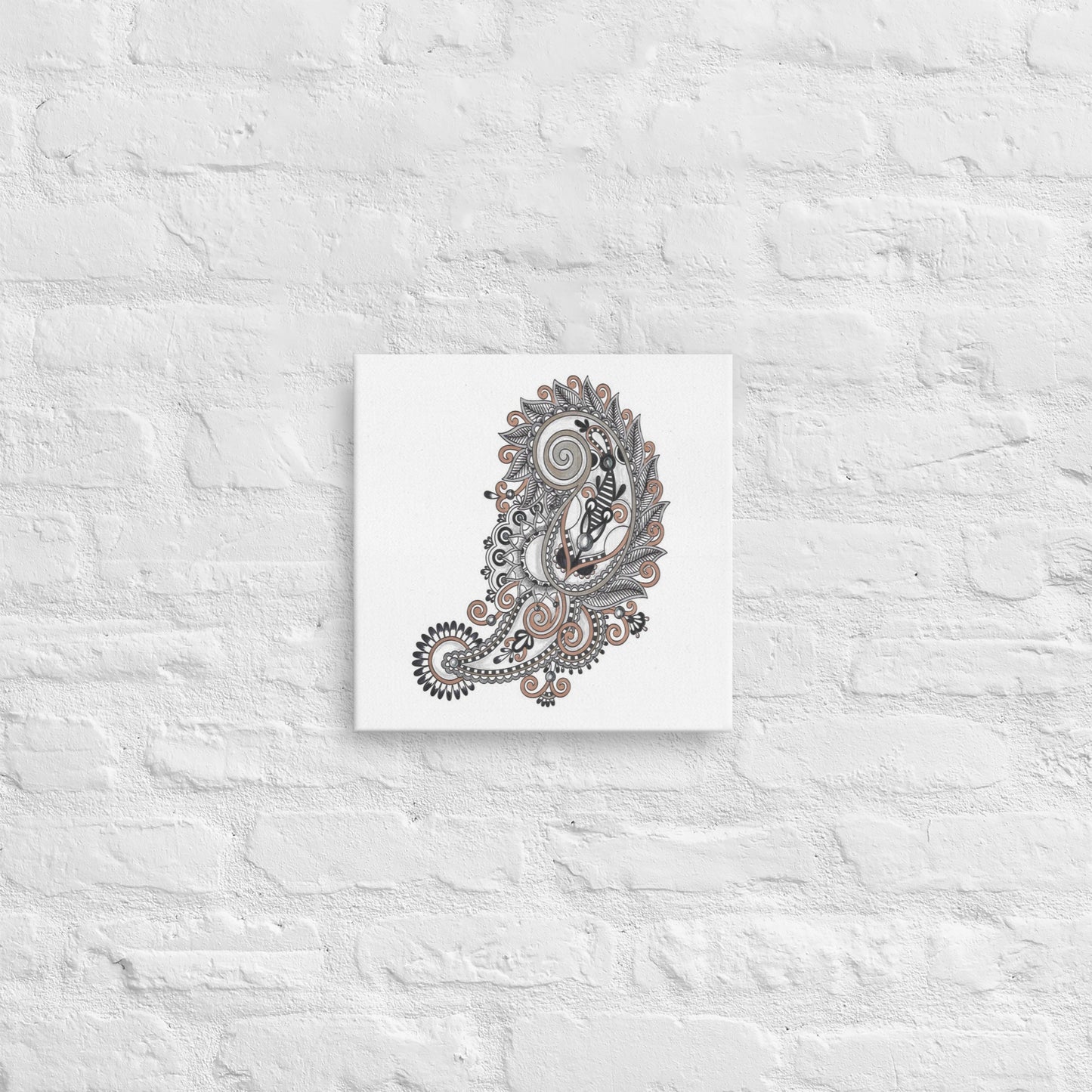 BlkGryGold Floral Deco Thin canvas