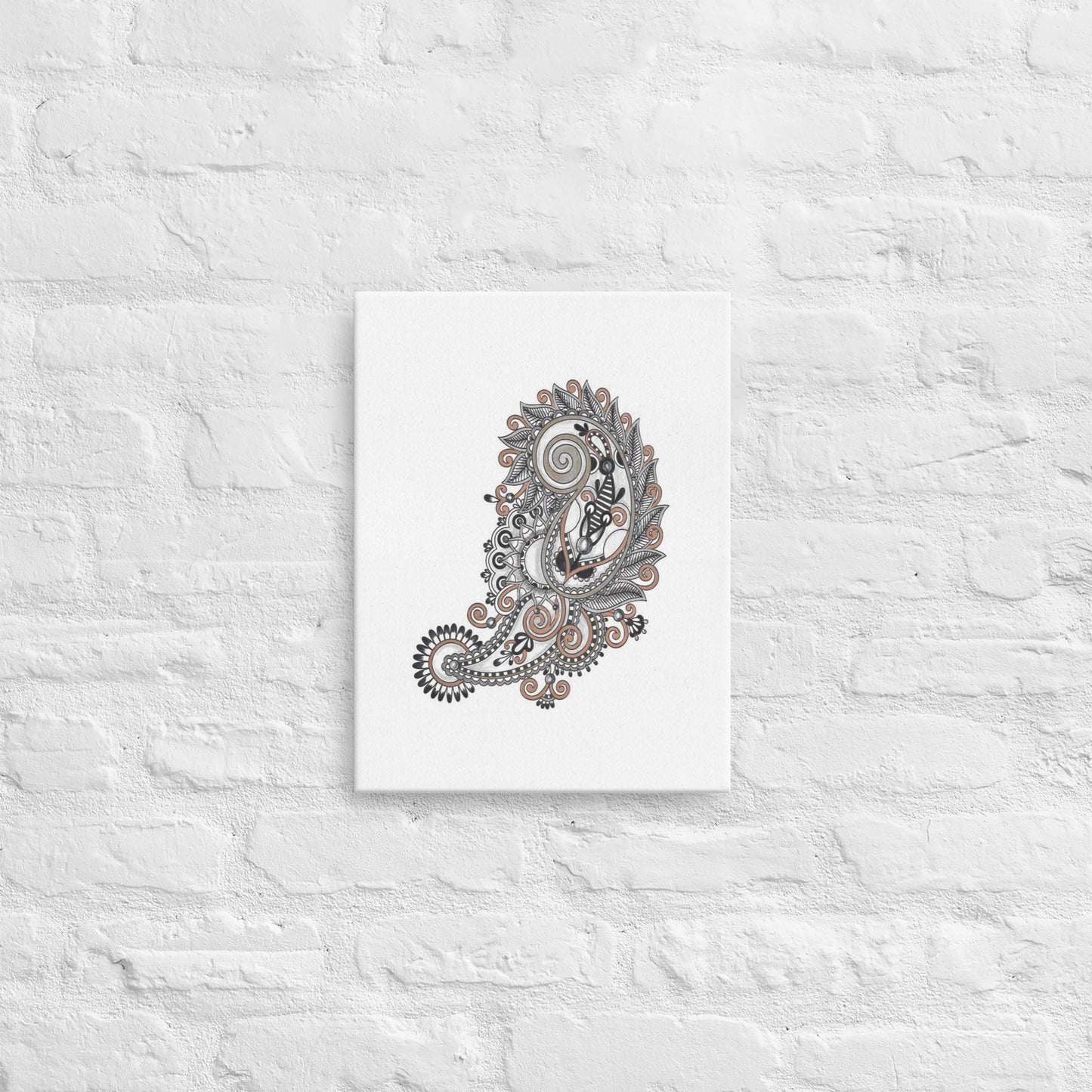 BlkGryGold Floral Deco Thin canvas