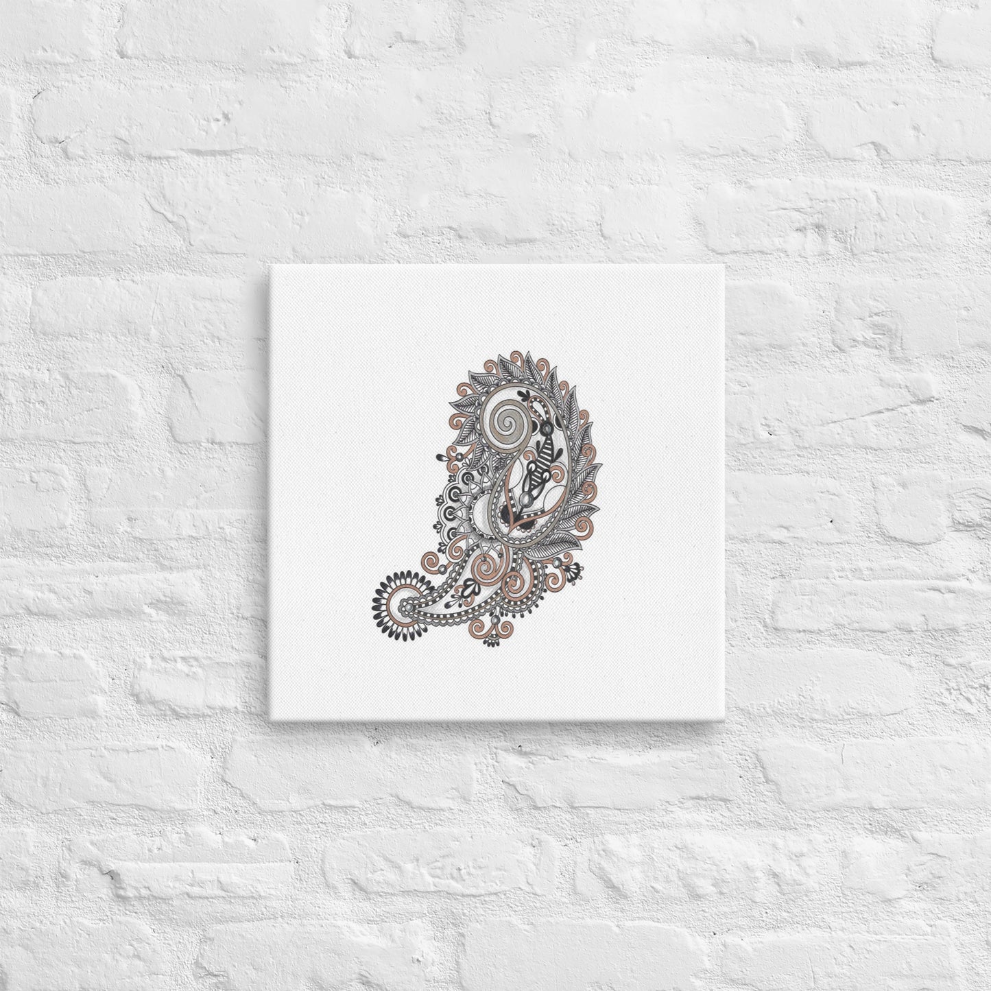 BlkGryGold Floral Deco Thin canvas