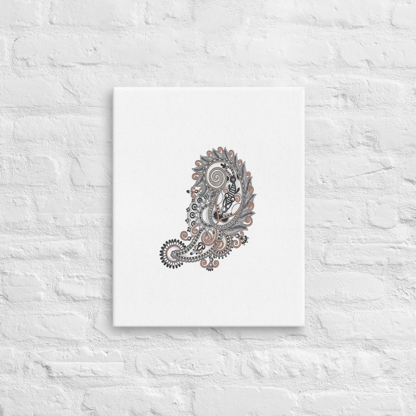 BlkGryGold Floral Deco Thin canvas