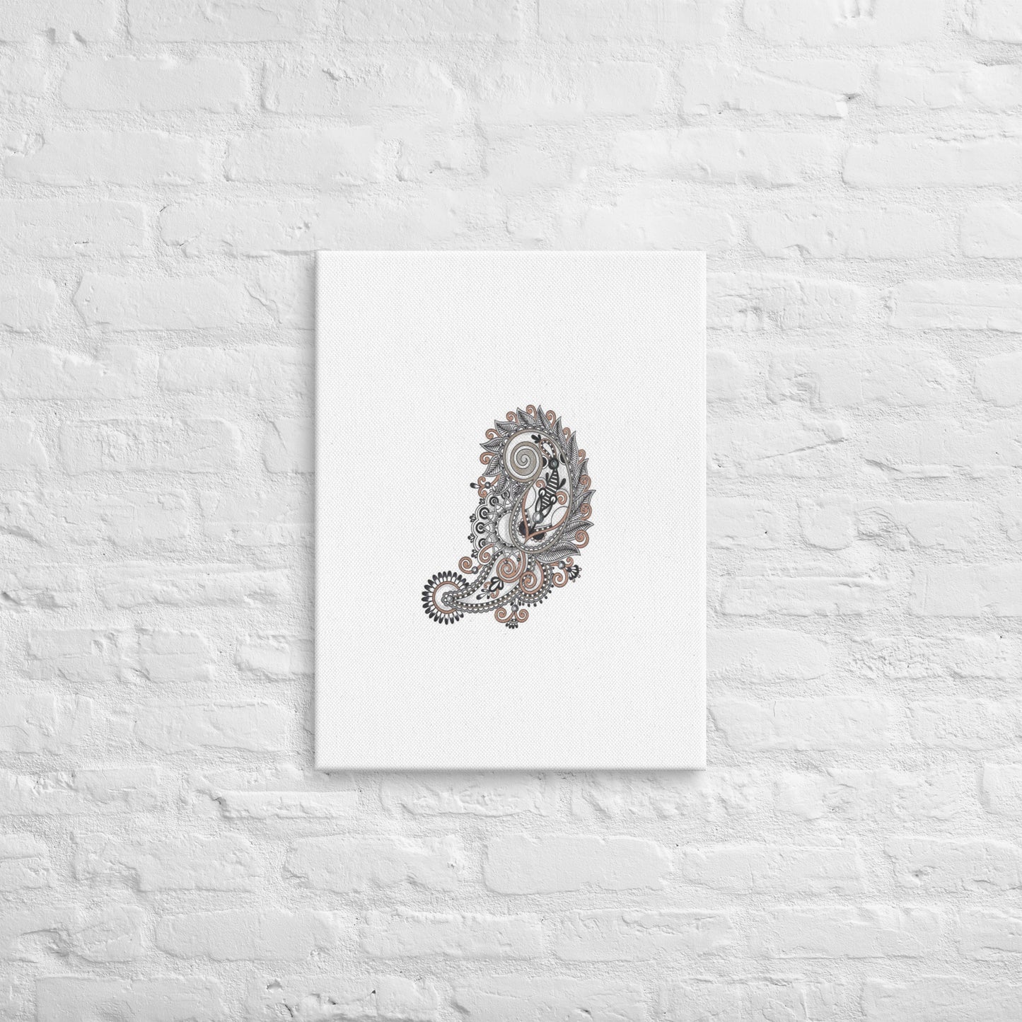 BlkGryGold Floral Deco Thin canvas