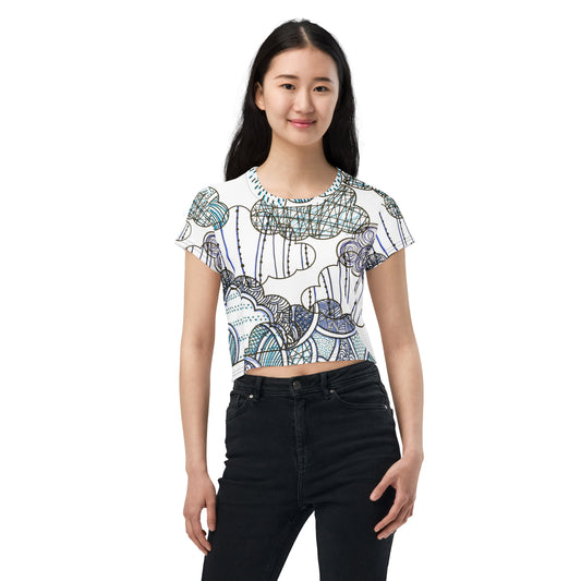 On a cloudy day All-Over Print Crop Tee