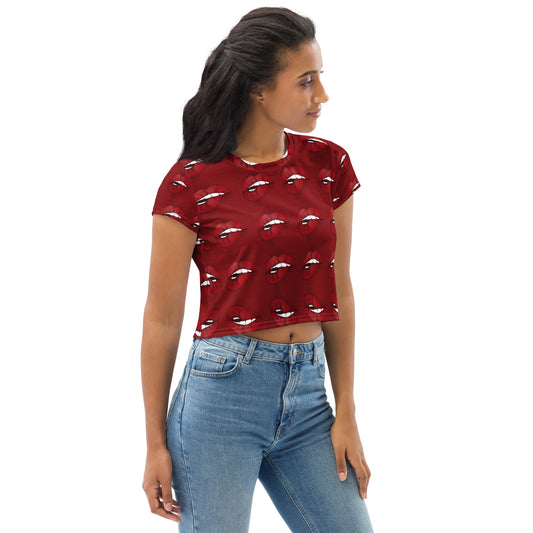 Just Lips All-Over Print Crop Tee