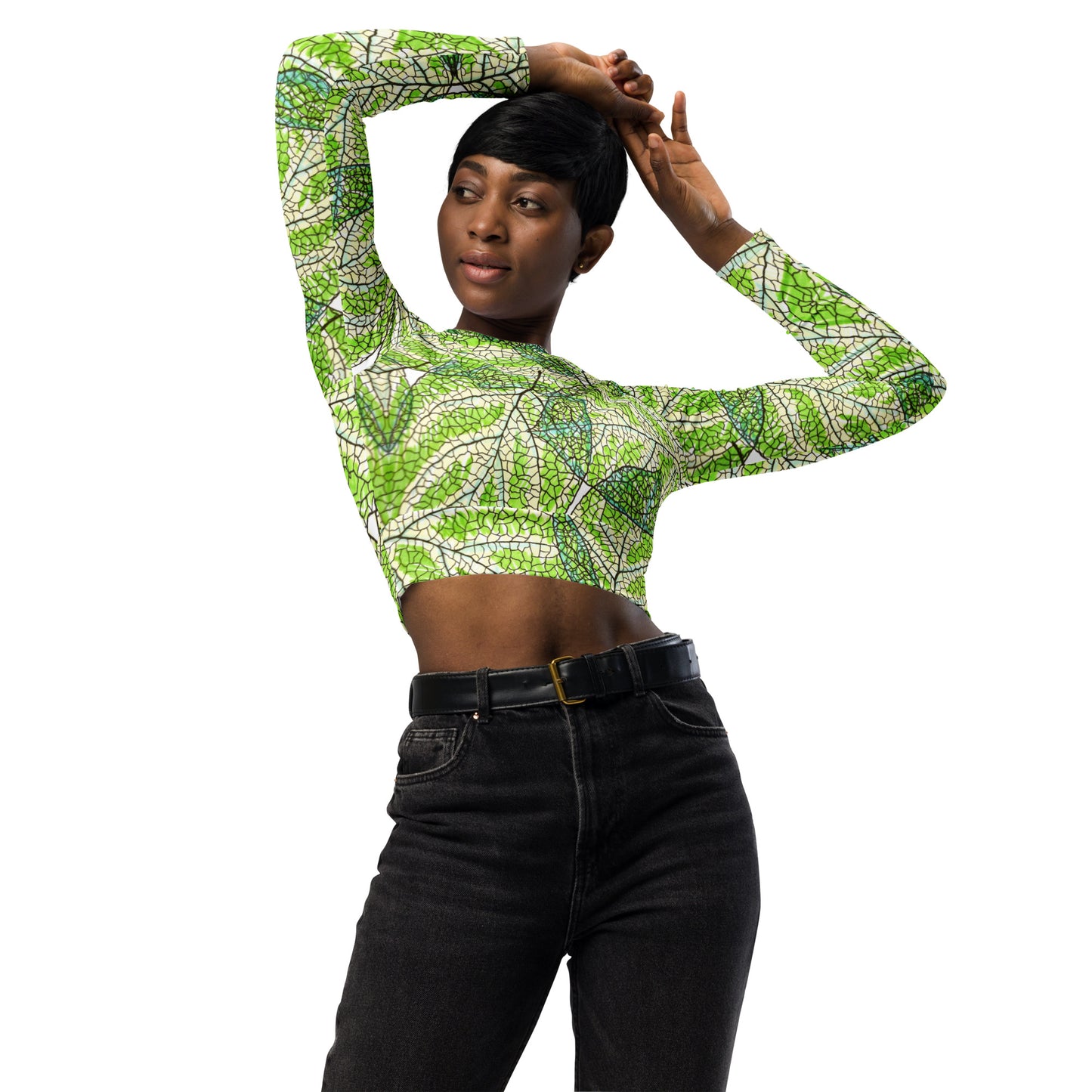 See through the leaves Recycled long-sleeve crop top
