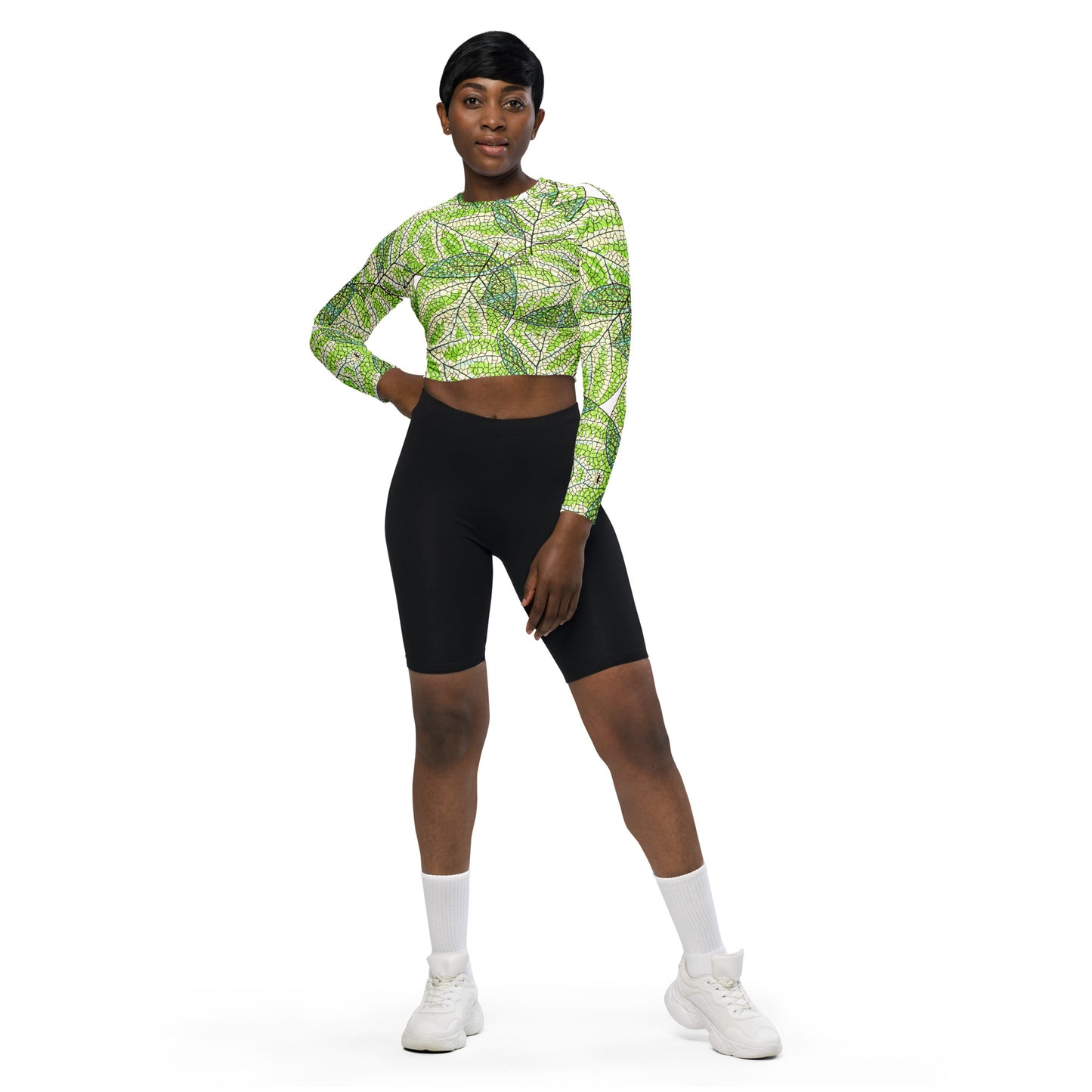 See through the leaves Recycled long-sleeve crop top