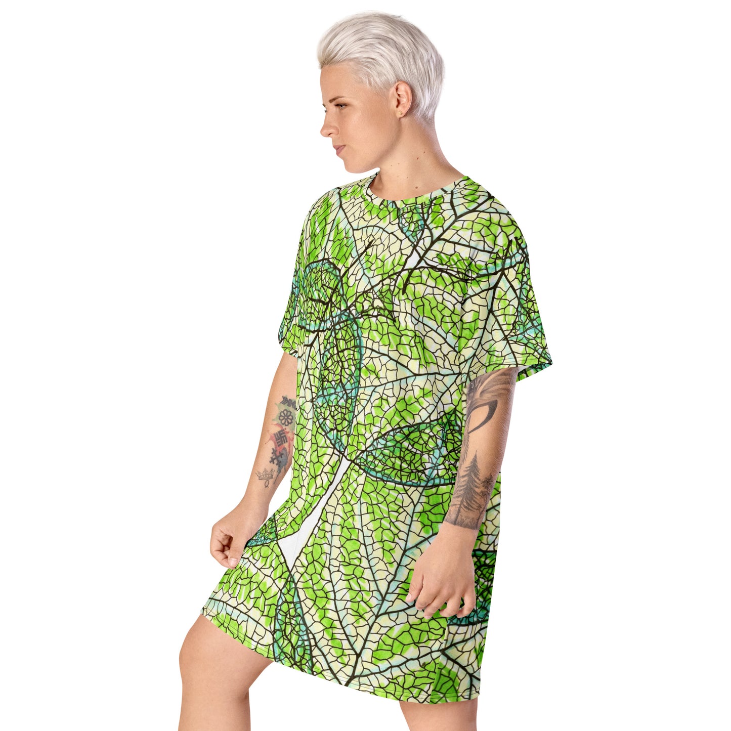See through the leaves T-shirt dress